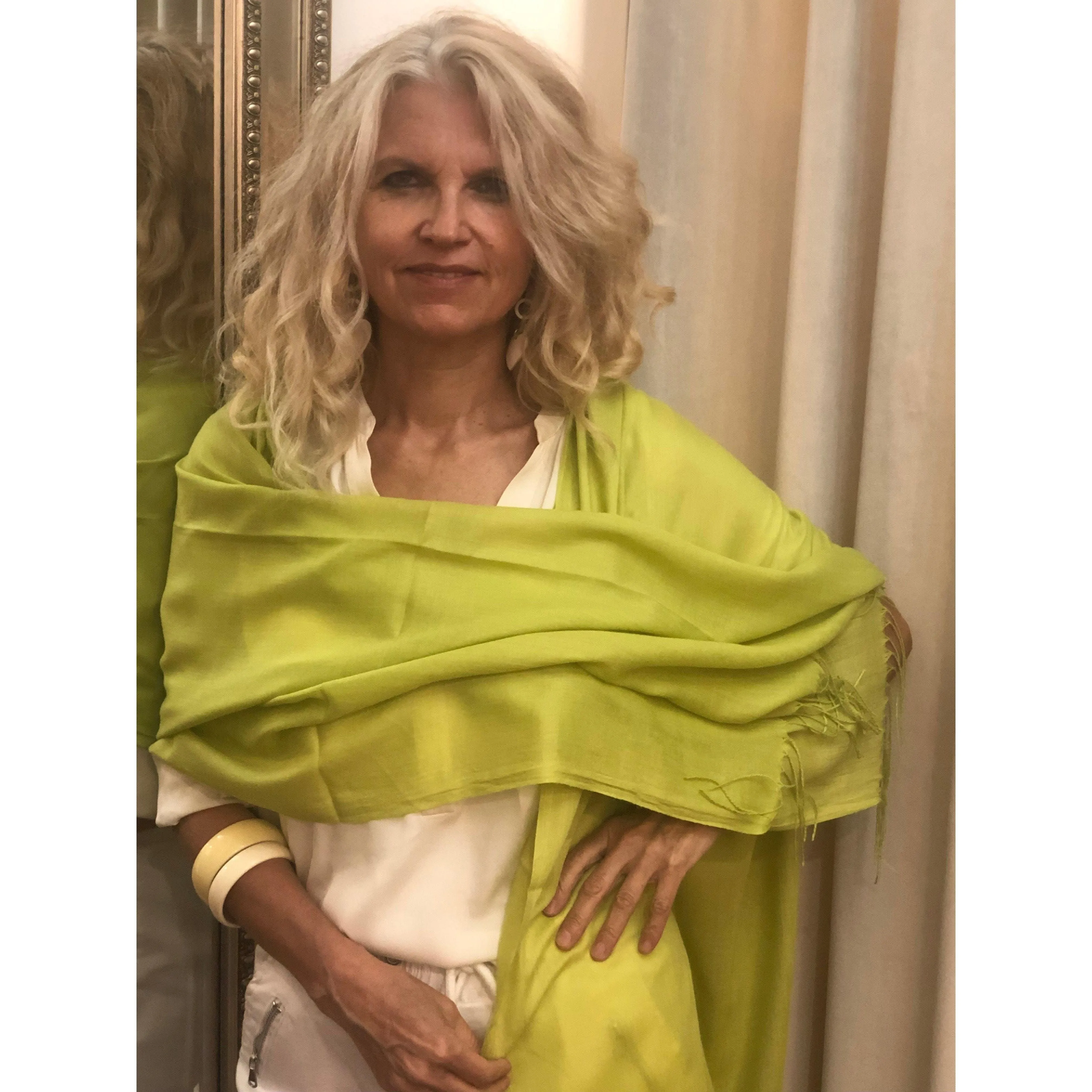 🍏 Pashmina Shawl -  Apple Green
