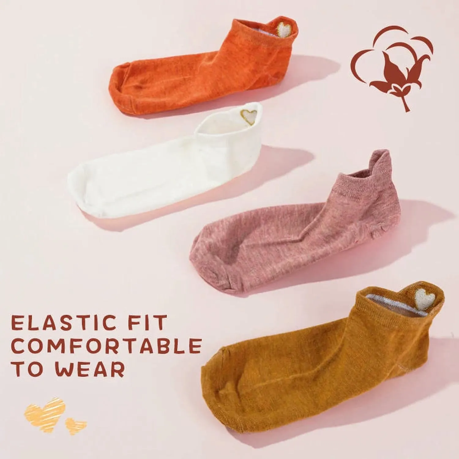 4 Pairs Women Fashion Soft Breathable Socks Casual Funny Ankle Socks