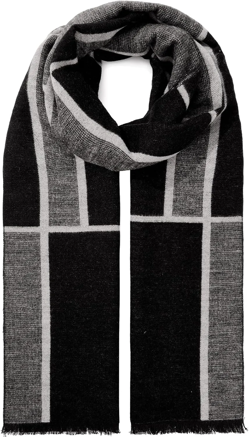 American Trends Men's Winter Wool Scarf Plaid Tassel Scarf for Fall and Winter Long Soft Knit Fashion Classic Neck Scarves