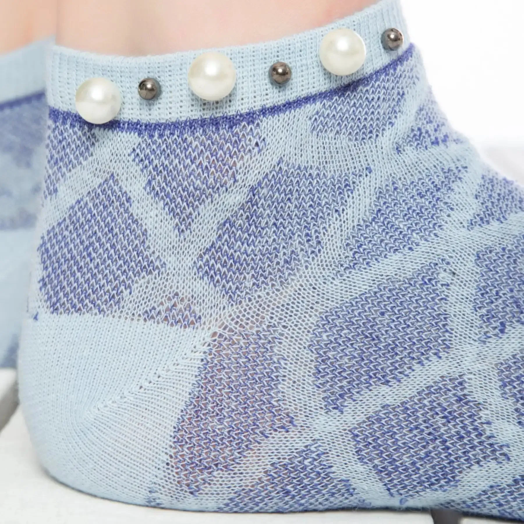 Ankle Socks, Patterned, With Pearlised Cuff