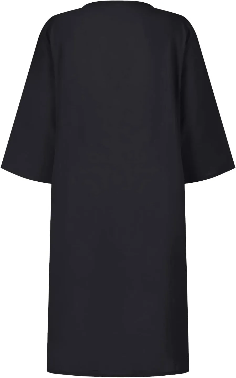BAXLIMEK Cotton Linen Dresses for Women,2025 Summer Trendy Elegant Plain Beach Dress,Casual 3/4 Sleeve Midi Dress