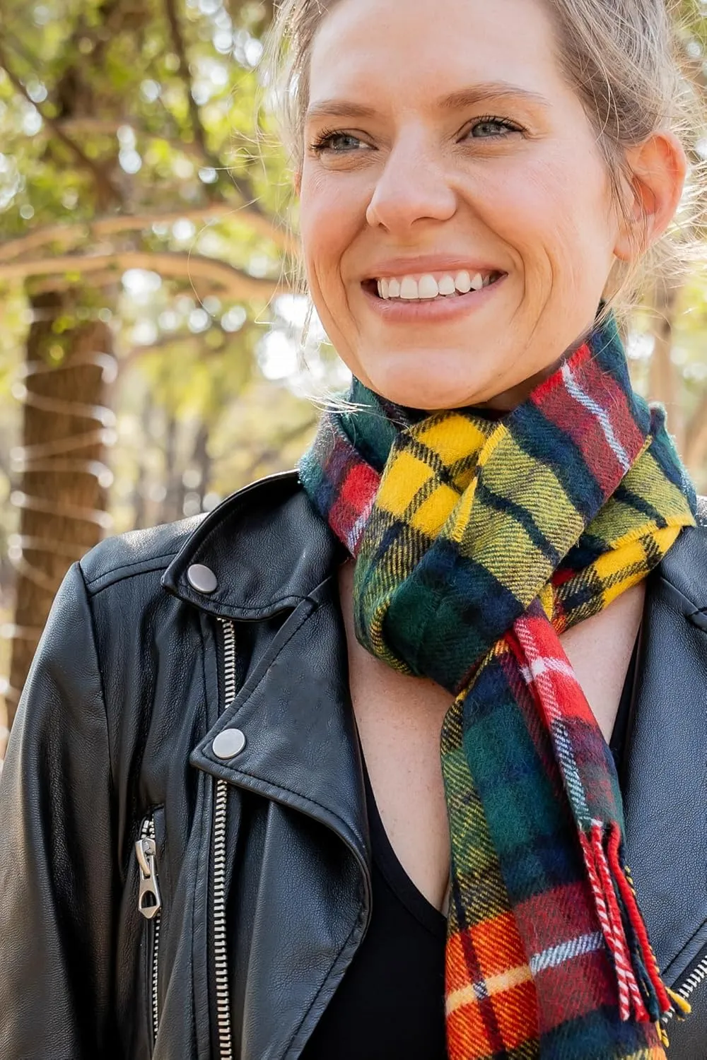 Briomhar Tartan Plaid Wool Scottish Scarf - 100% Lambswool Made in Scotland, Perfect Winter Scarf for Cold Weather