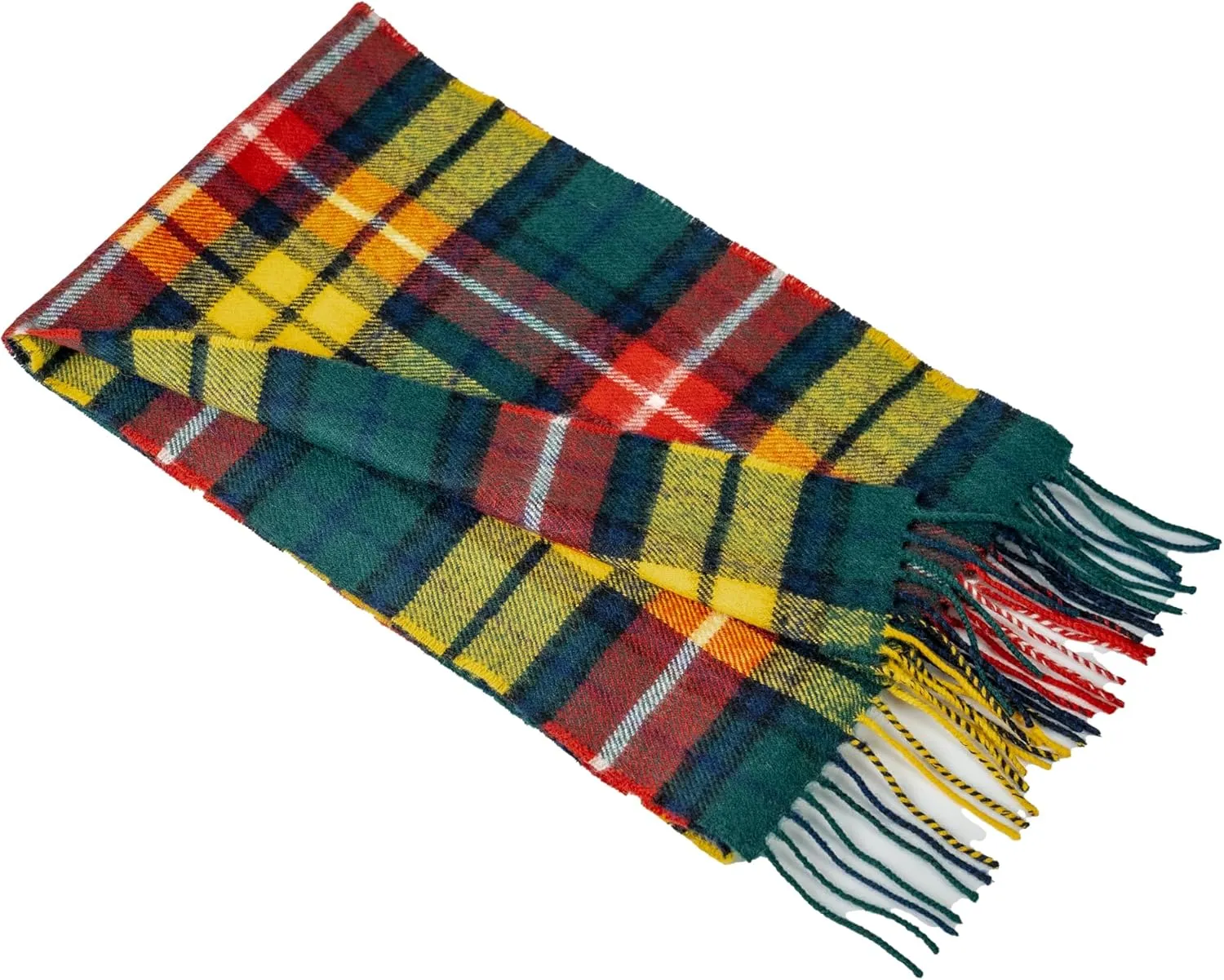 Briomhar Tartan Plaid Wool Scottish Scarf - 100% Lambswool Made in Scotland, Perfect Winter Scarf for Cold Weather