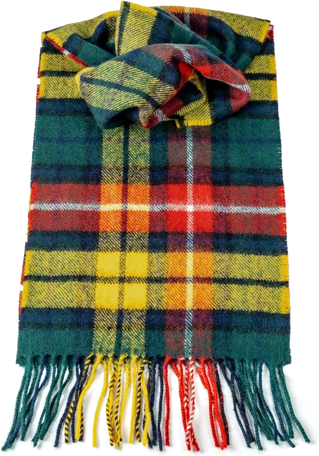 Briomhar Tartan Plaid Wool Scottish Scarf - 100% Lambswool Made in Scotland, Perfect Winter Scarf for Cold Weather
