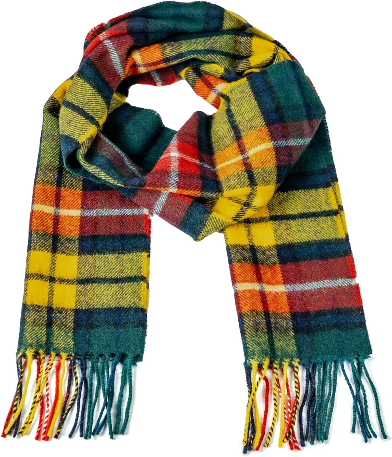 Briomhar Tartan Plaid Wool Scottish Scarf - 100% Lambswool Made in Scotland, Perfect Winter Scarf for Cold Weather