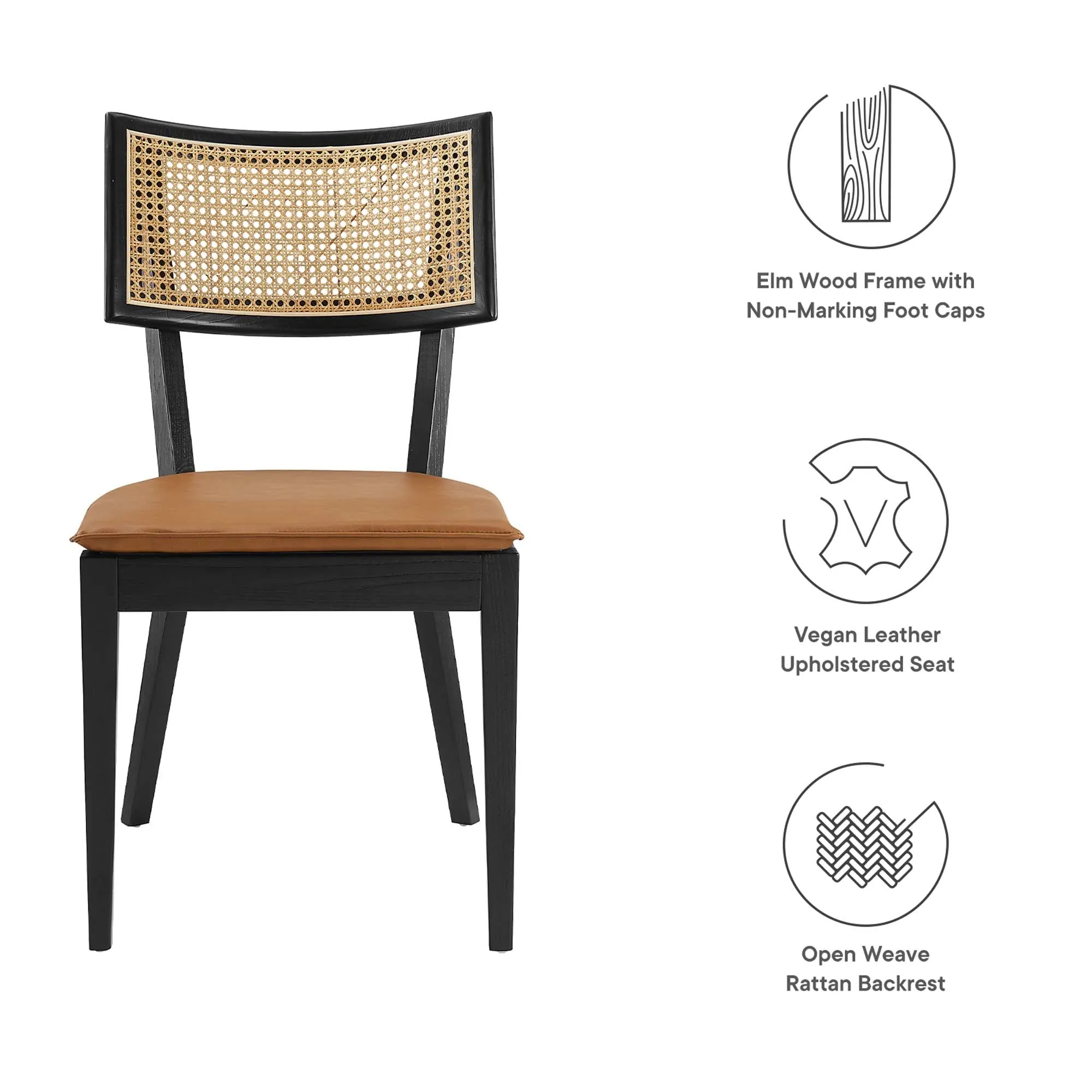Caledonia Vegan Leather Upholstered Wood Dining Chairs - Set of 2 by Modway