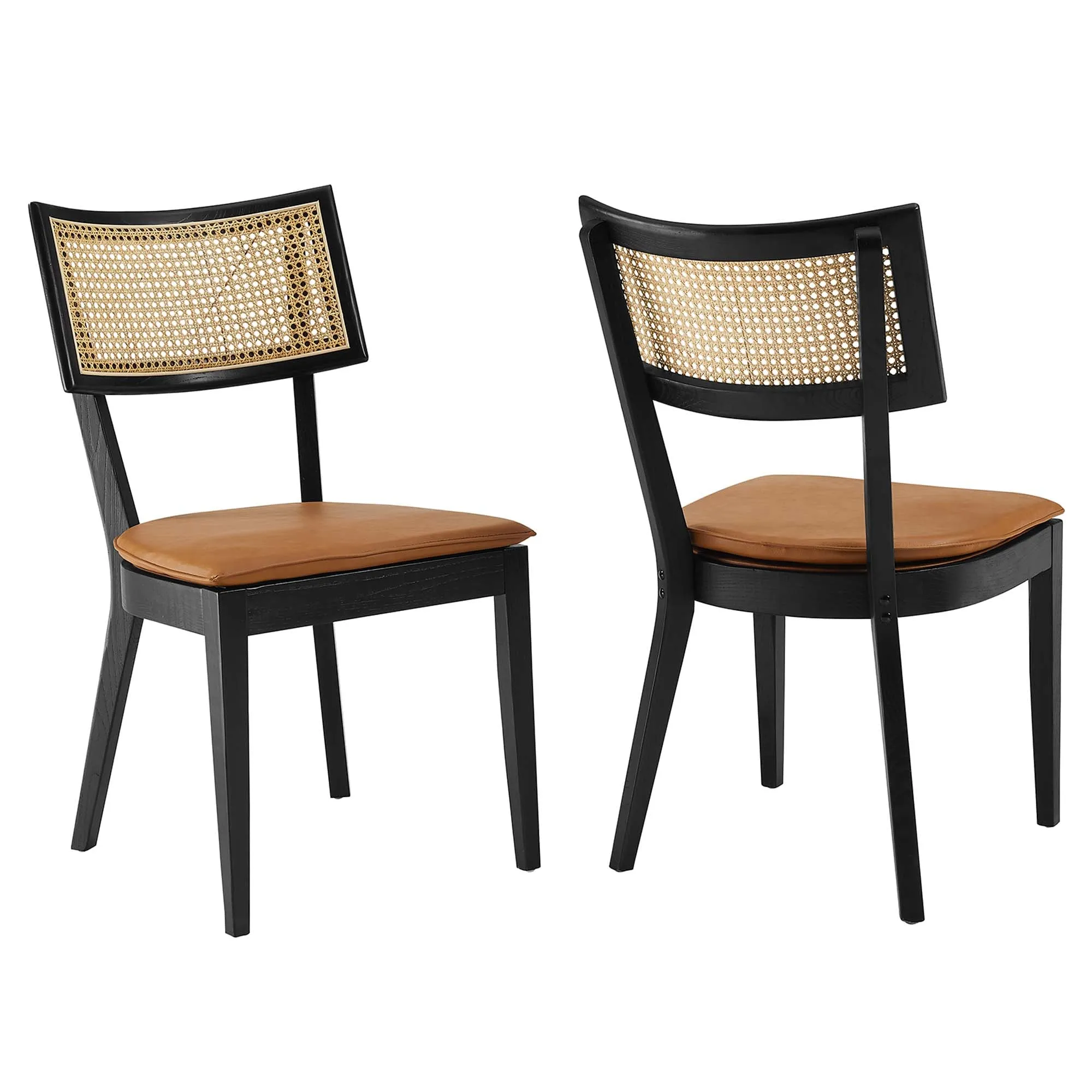 Caledonia Vegan Leather Upholstered Wood Dining Chairs - Set of 2 by Modway