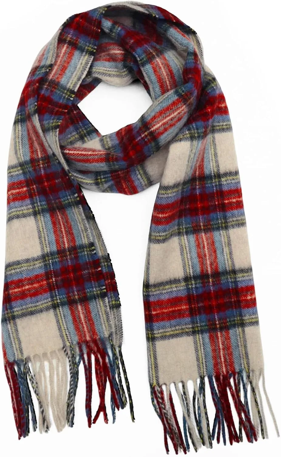 Cashmere Plaid Scarf for Women and Men - Red Warm Winter Accessory