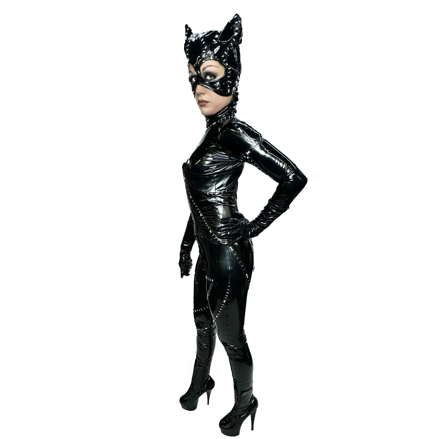 Cat Woman Selina Kyle Inspired Patent Leather Cosplay Adult Costume