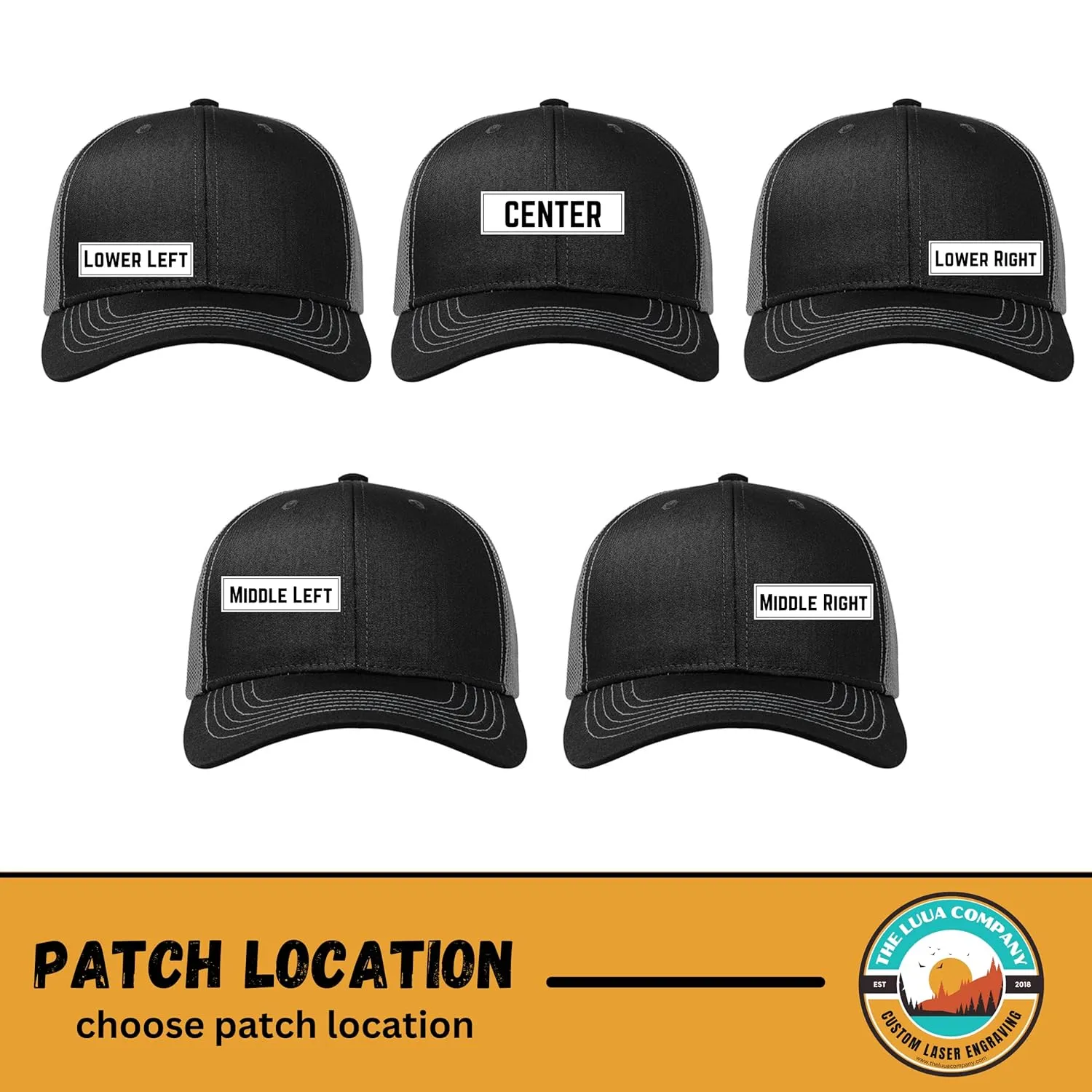 Custom Leather Patch Richardson 112 Trucker Hat for Men & Women - 6 Panel Structured Baseball Cap with Snapback Enclosure (6 - Pack, navy/charcoal)