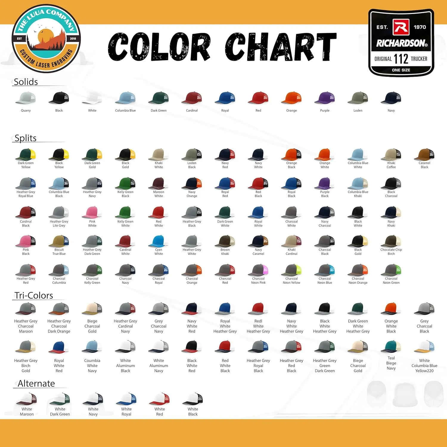 Custom Leather Patch Richardson 112 Trucker Hat for Men & Women - 6 Panel Structured Baseball Cap with Snapback Enclosure (6 - Pack, navy/charcoal)