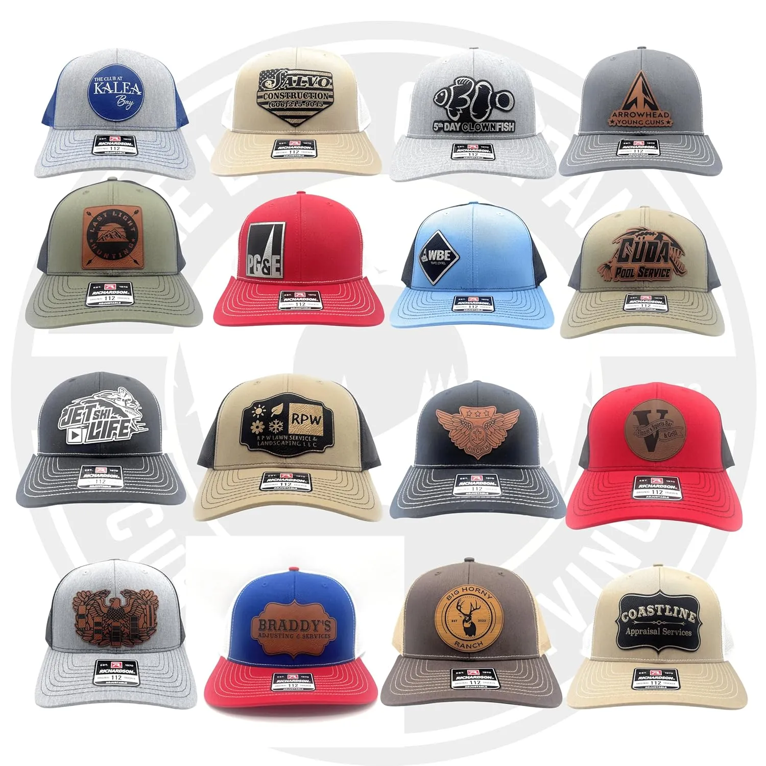 Custom Leather Patch Richardson 112 Trucker Hat for Men & Women - 6 Panel Structured Baseball Cap with Snapback Enclosure (6 - Pack, navy/charcoal)