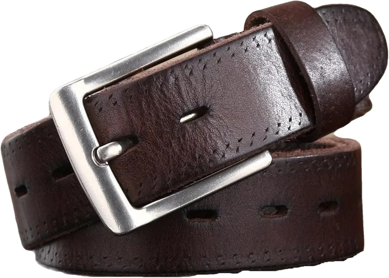 Dcvmvmn Men Business Casual Big Leather Belts Vintage Cowhide Genuine Leather Belts Accessories