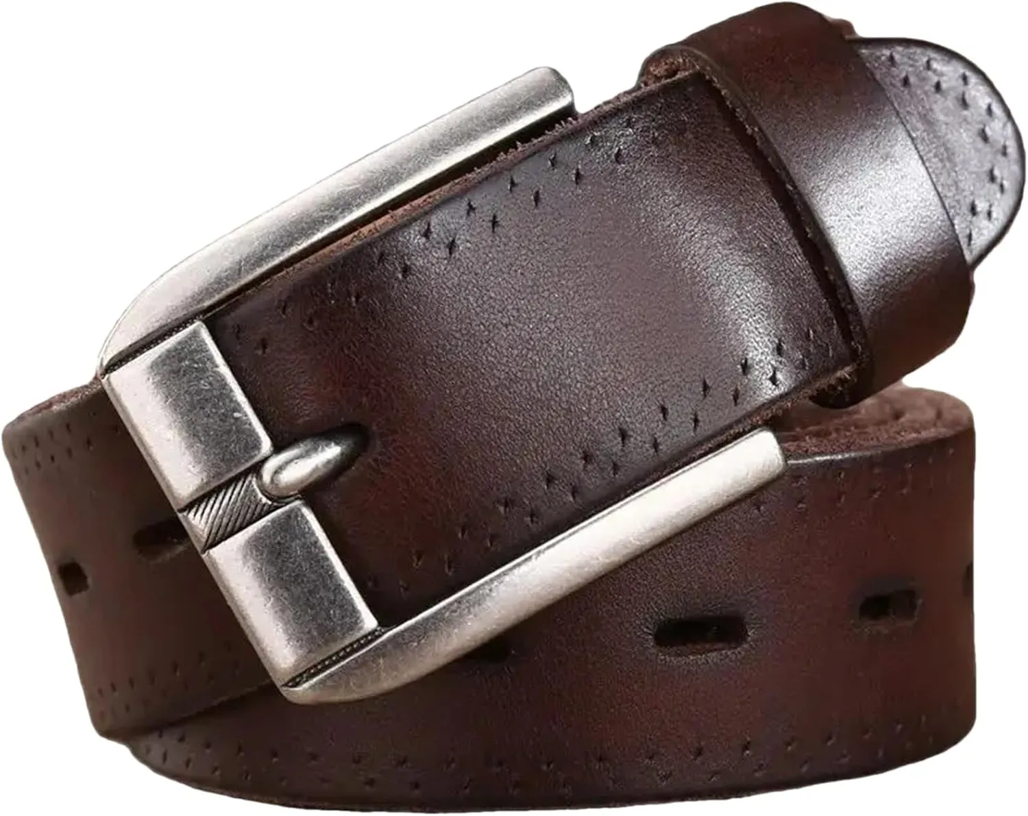 Dcvmvmn Men Business Casual Big Leather Belts Vintage Cowhide Genuine Leather Belts Accessories
