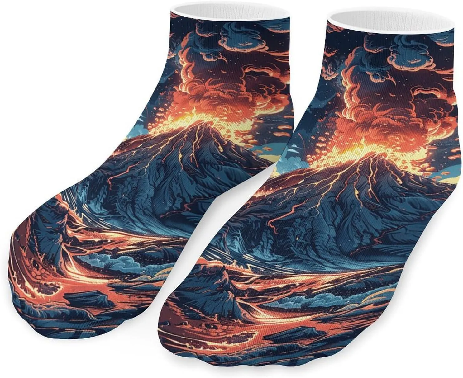 Depicts A Volcano Socks Ankle Length Socks Casual Short Socks for Women Men Low Cut Sports Socks Running Socks No Show Socks Ankle Socks Athletic Socks Workout Socks