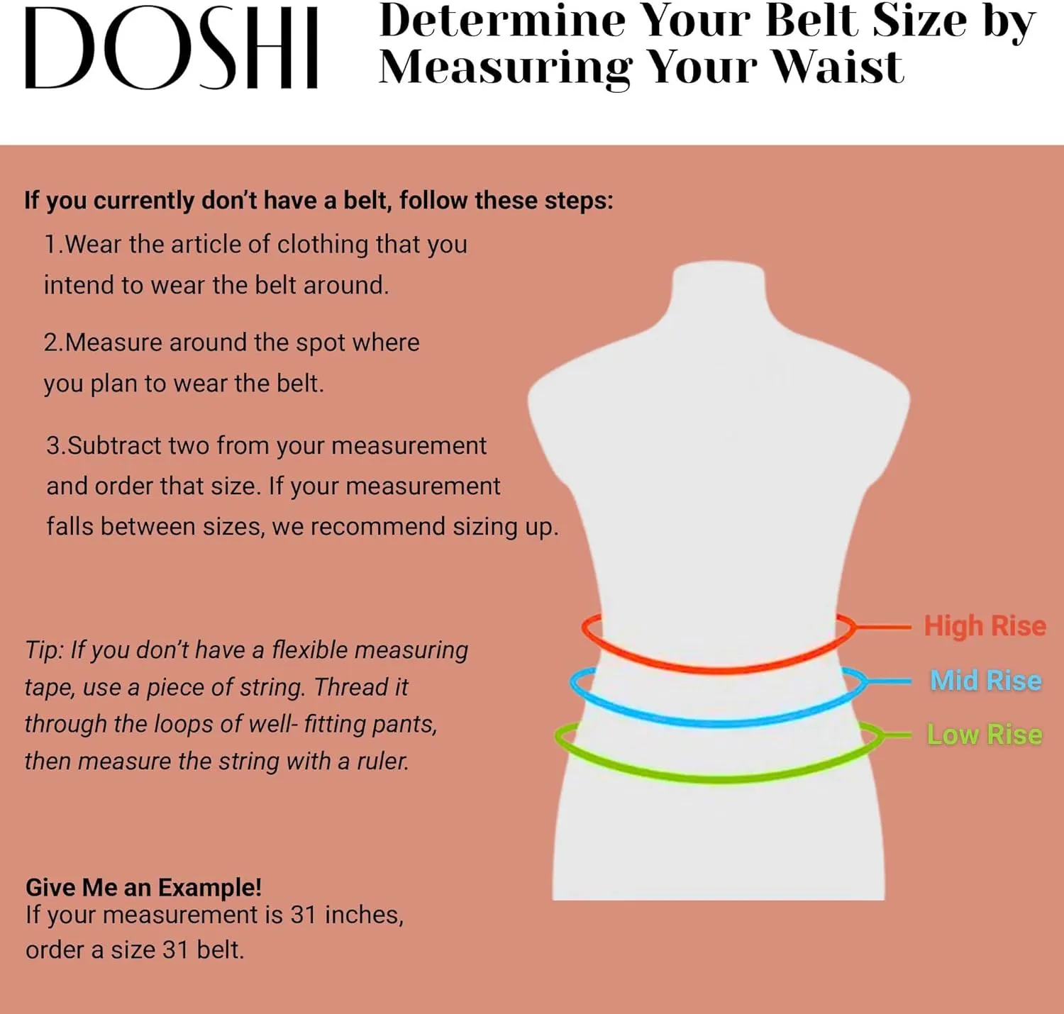 DOSHI Square Reversible Belt - Ultra Premium Quality Vegan Leather Belt - Casual and Formal Wear - Unique Belt for Women