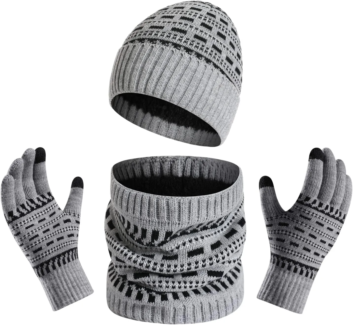ecodudo Winter Beanie Hat Scarf Gloves Set for Men Beanie Neck Warmer and Touchscreen Gloves