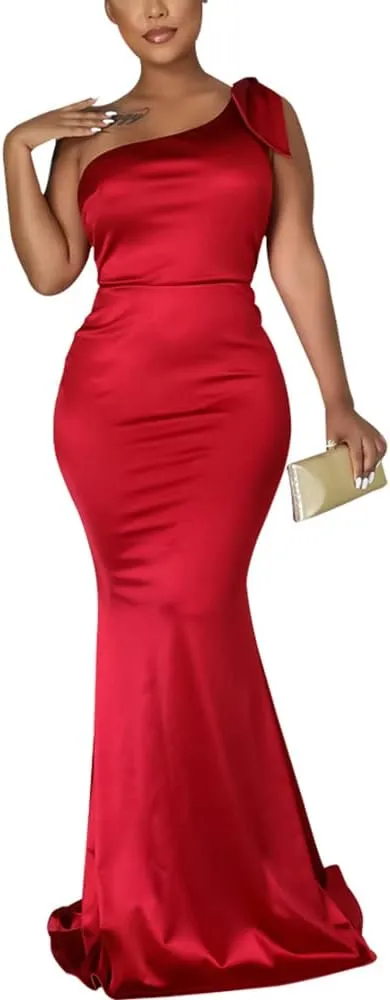FairyLove Women's One Shoulder Sleeveless Formal Ruched Bodycon Fashion Dress Belted Cocktail Dresses