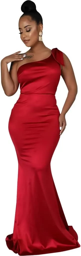 FairyLove Women's One Shoulder Sleeveless Formal Ruched Bodycon Fashion Dress Belted Cocktail Dresses