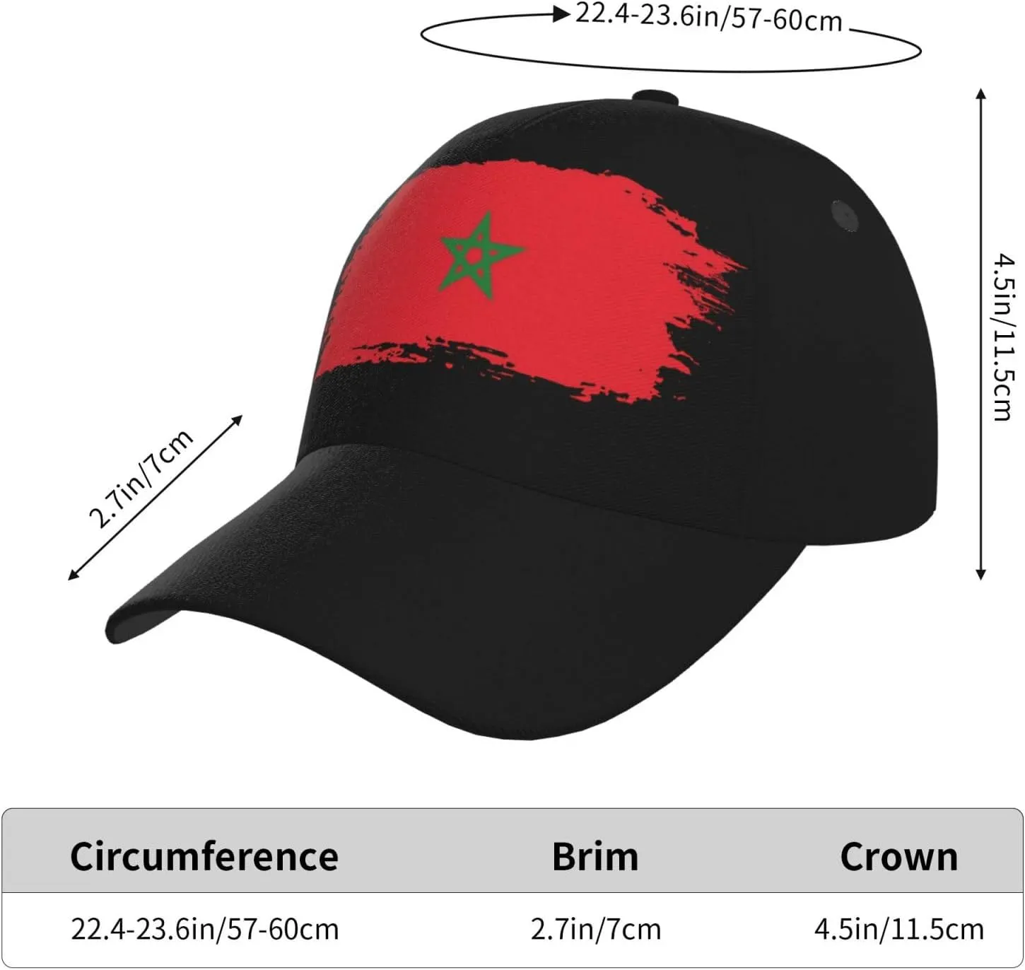 Funny Morocco Flag Flat Hat Morocco Baseball Hat for Women Men Sun Hat Funny Hats