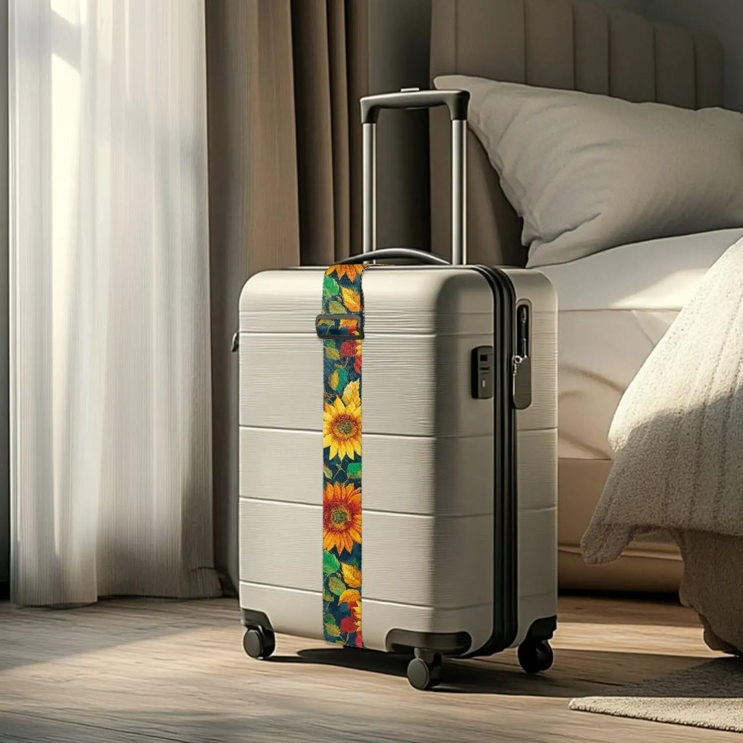 GLENLCWE Sunflower Travel Adjustable Luggage Strap Fits Carry-On and Checked Bags with 1.96" Wide Premium Luggage Straps for Adults Teens Gifts