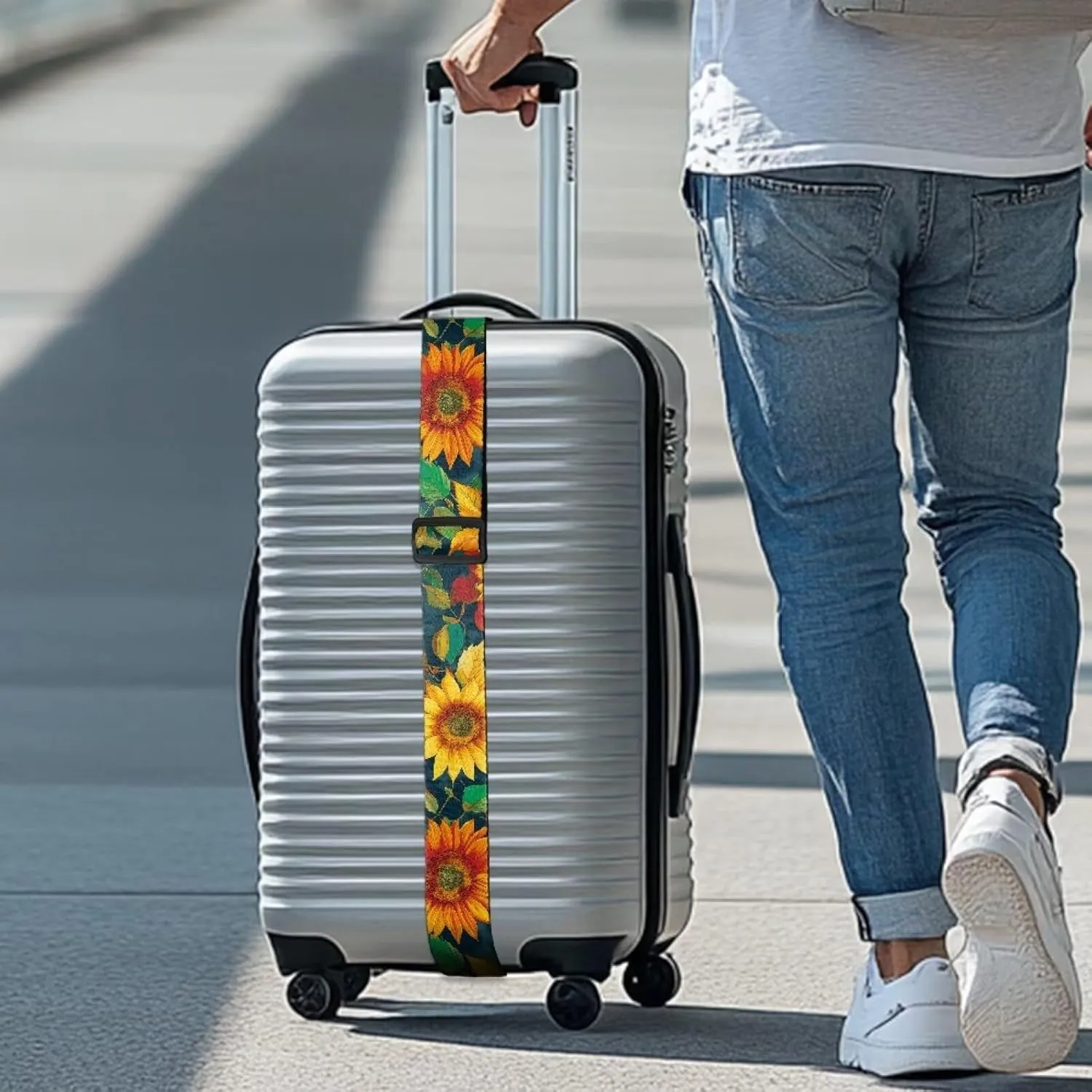 GLENLCWE Sunflower Travel Adjustable Luggage Strap Fits Carry-On and Checked Bags with 1.96" Wide Premium Luggage Straps for Adults Teens Gifts