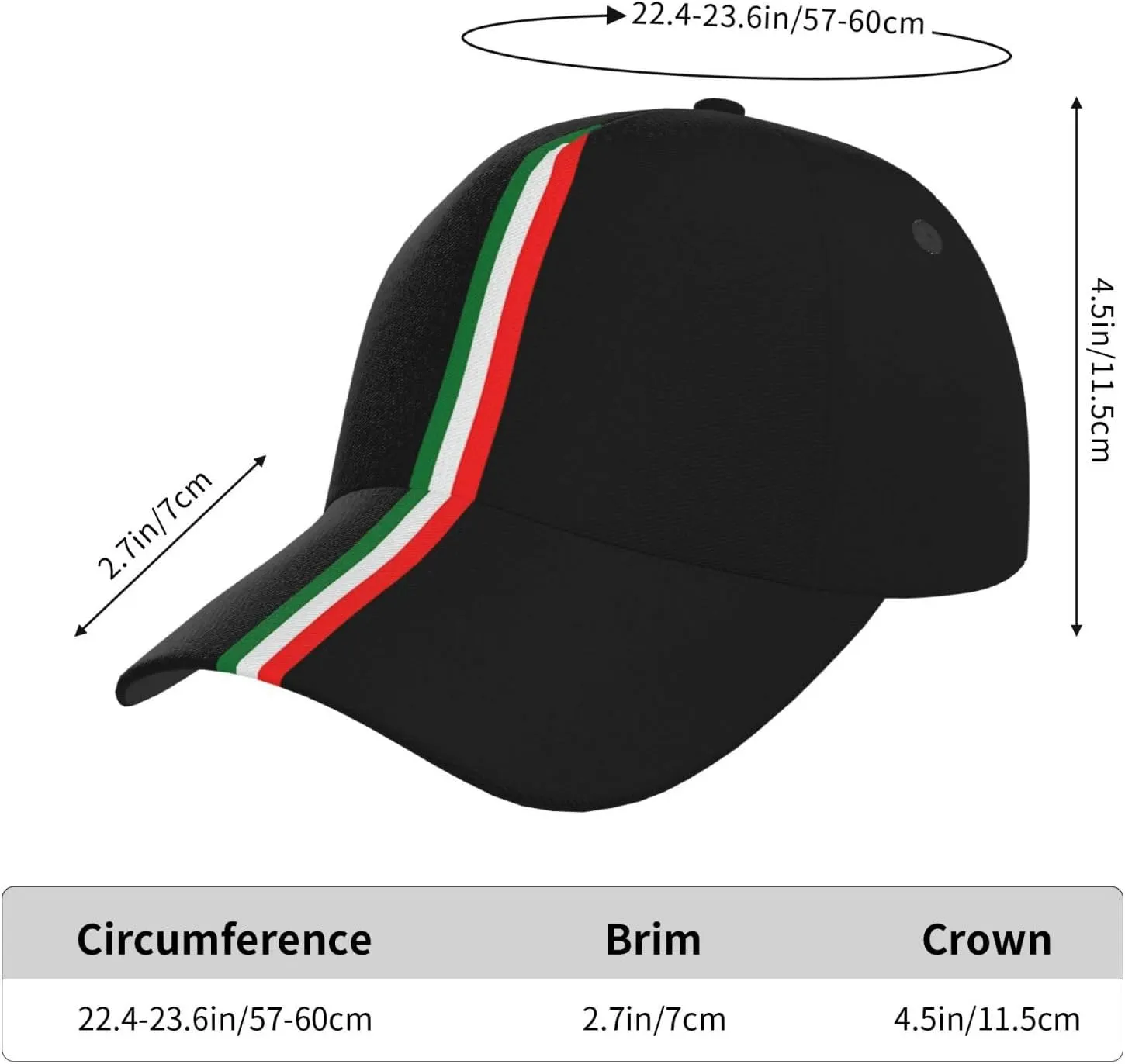 Italian Flag Baseball Cap for Men Women Italy Flag Hats Fashion Sun Cap Packable Outdoor Baseball Hat