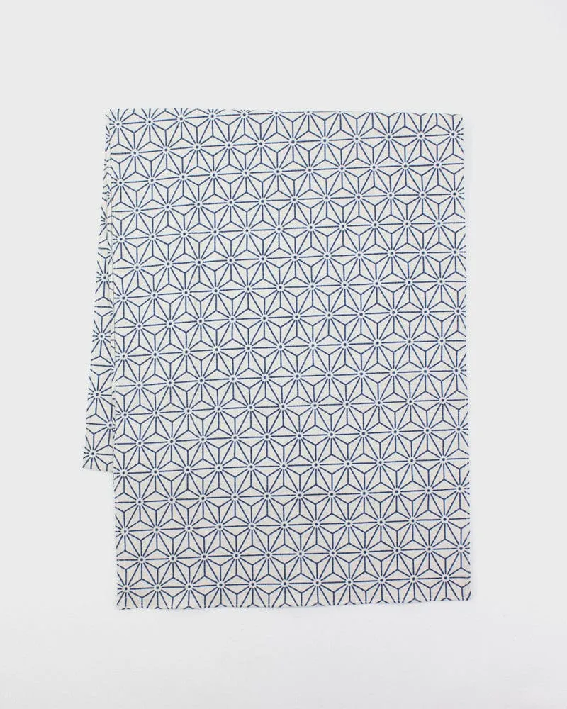 Kiriko Original Scarf, Classic, Cream with Indigo Asanoha