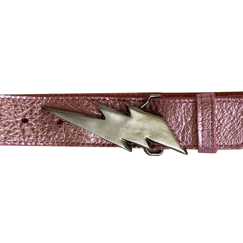 Lightning Bolt Belt - Pink Metallic