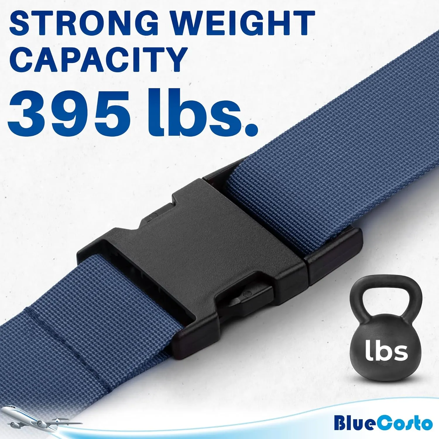 Luggage Straps for Suitcases - TSA Approved - Navy Blue, 4 PK - Premium Nylon Belts for Suitcase, Briefcase & Travel Bag - Adjustable Strap Length 46" - 78"