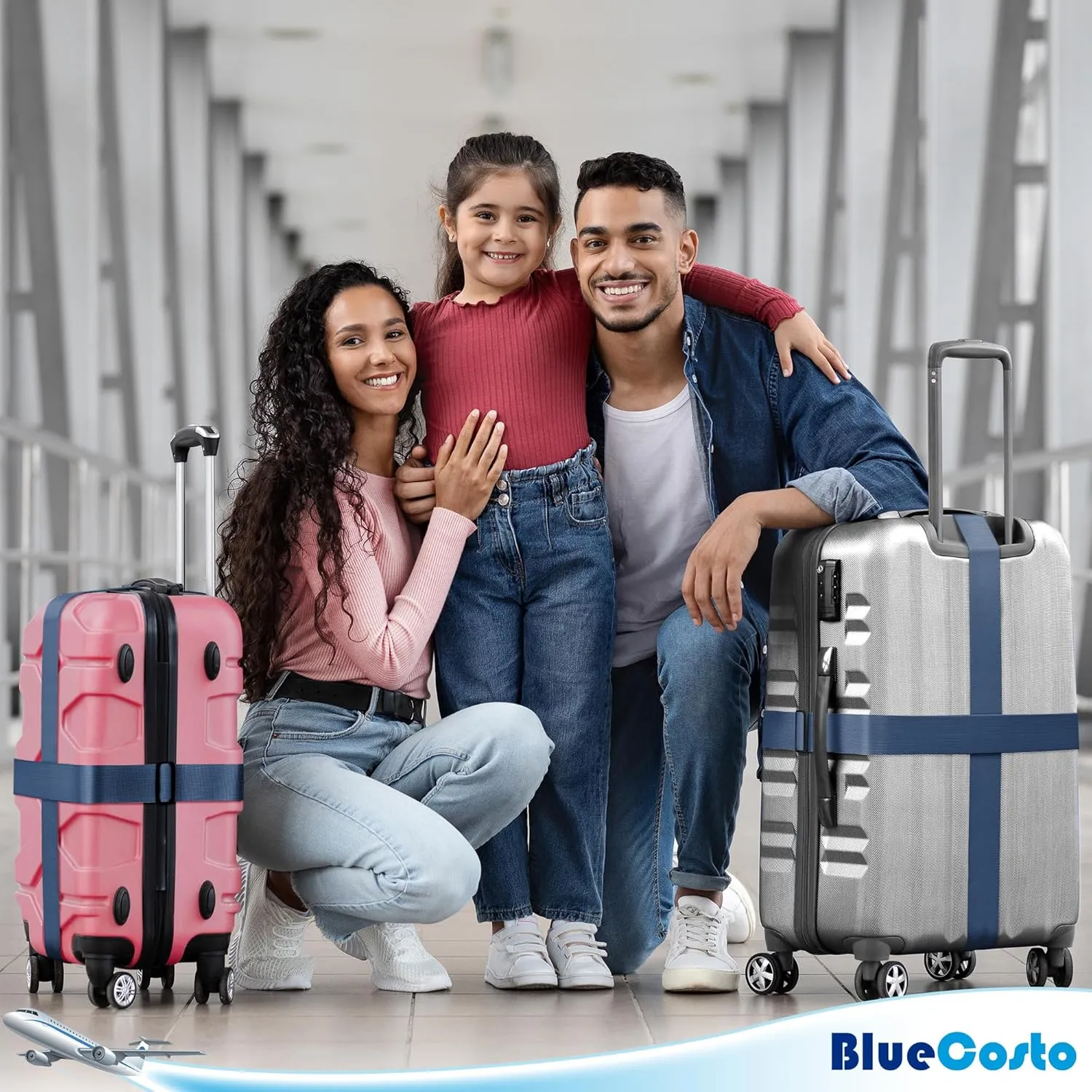 Luggage Straps for Suitcases - TSA Approved - Navy Blue, 4 PK - Premium Nylon Belts for Suitcase, Briefcase & Travel Bag - Adjustable Strap Length 46" - 78"