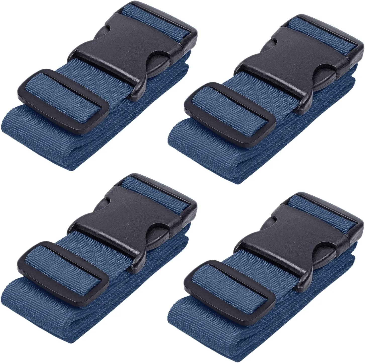 Luggage Straps for Suitcases - TSA Approved - Navy Blue, 4 PK - Premium Nylon Belts for Suitcase, Briefcase & Travel Bag - Adjustable Strap Length 46" - 78"
