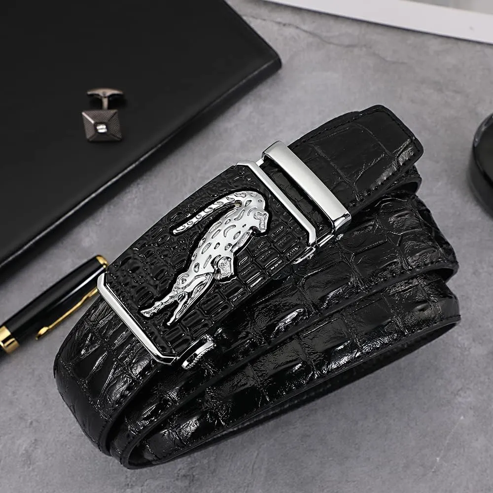 Men Genuine Leather Belts Business Crocodile Pattern Belts for Men Brand Luxury Strap