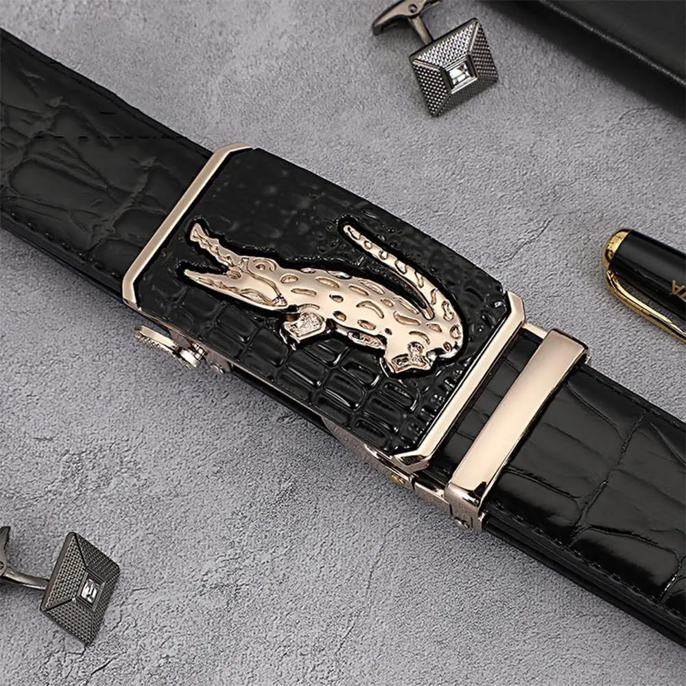 Men Genuine Leather Belts Business Crocodile Pattern Belts for Men Brand Luxury Strap
