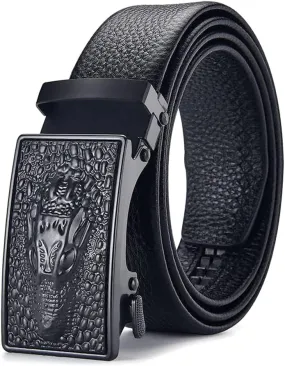 Men Genuine Leather Belts Crocodile Pattern Automatic Buckle Famous Luxury Belts for Men