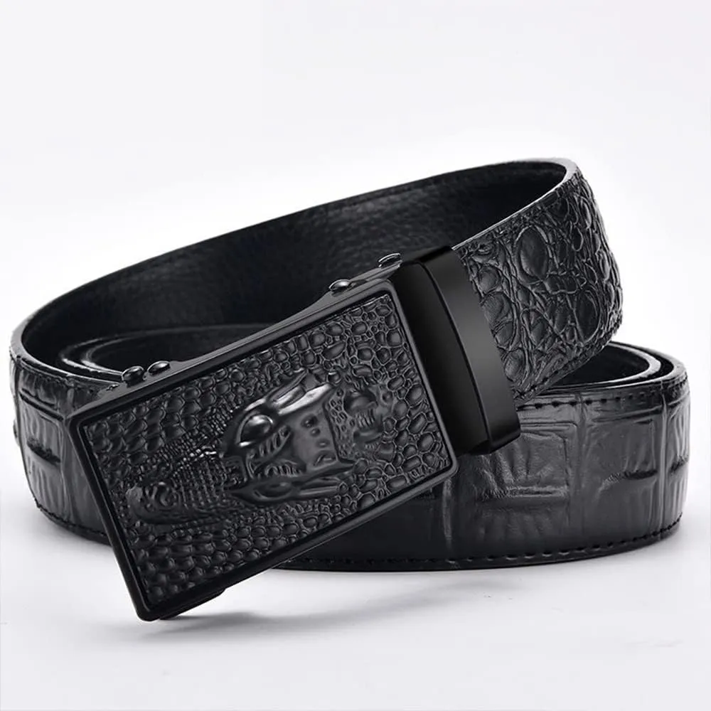 Men Genuine Leather Belts Crocodile Pattern Automatic Buckle Famous Luxury Belts for Men