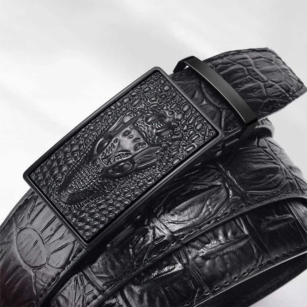 Men Genuine Leather Belts Crocodile Pattern Automatic Buckle Famous Luxury Belts for Men