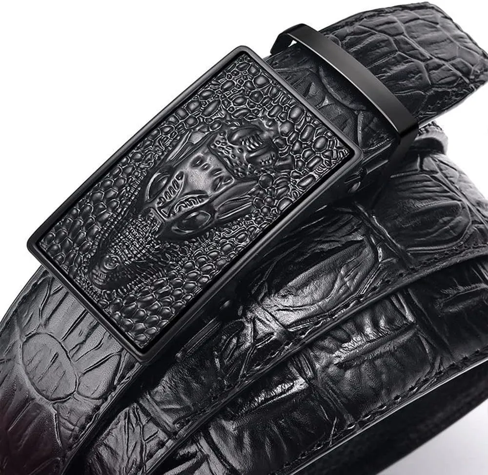 Men Genuine Leather Belts Crocodile Pattern Automatic Buckle Famous Luxury Belts for Men