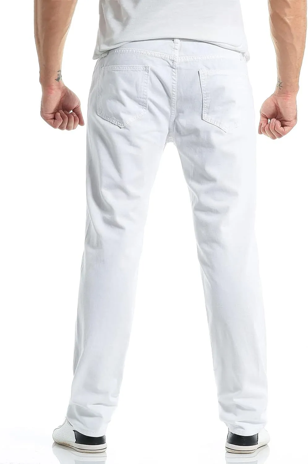 Men's Casual Hip Hop Sports White High Stretch Tight Wash Polished White Ripped Fit Zipper Jean Pants 511 Slim