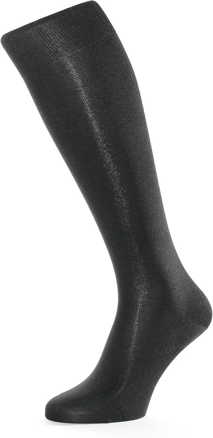 Mens knee-high business socks made of 98% silk black