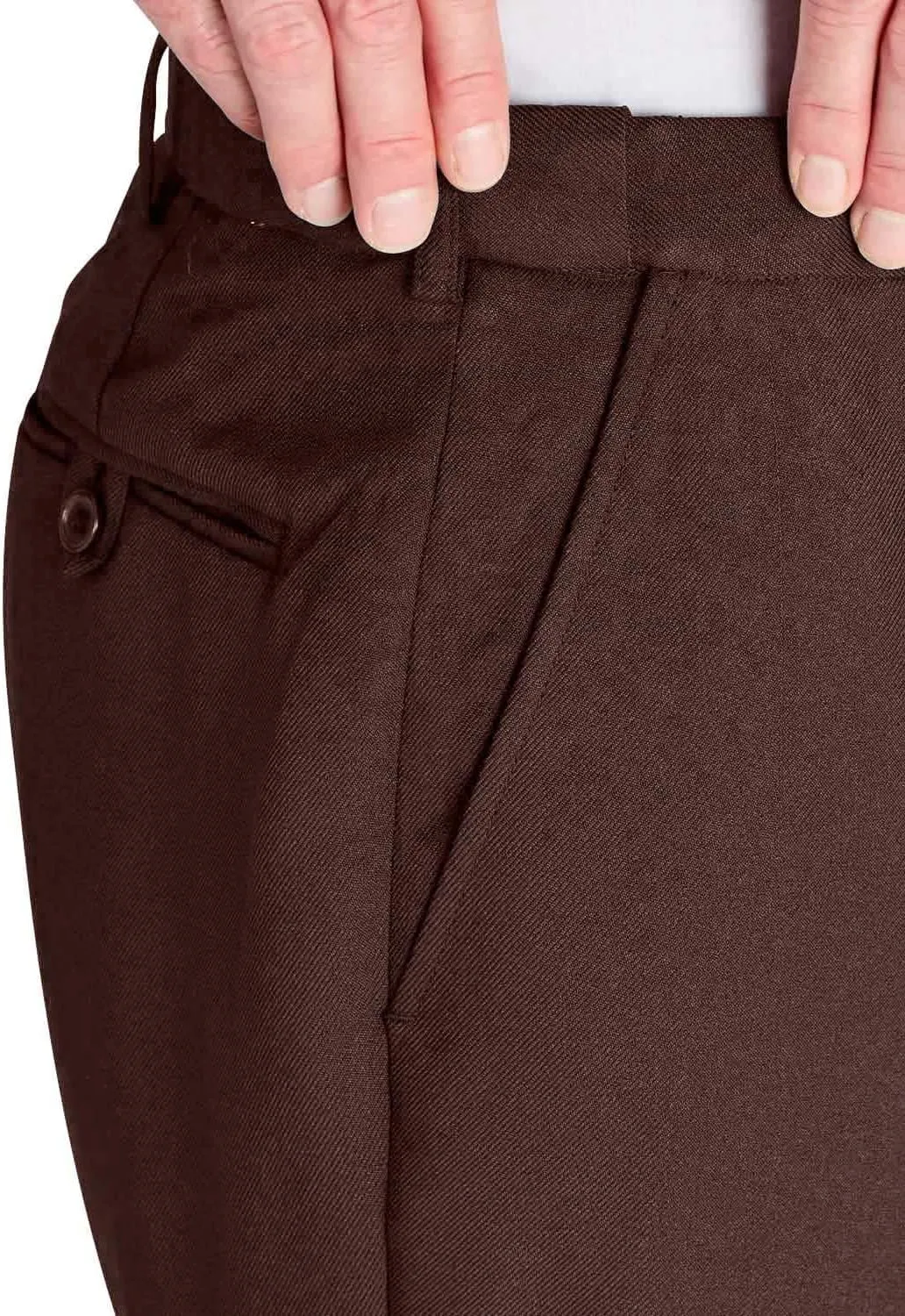 Men's Premium Smart Pants for Officework Stretch Waist Band - Pleated Formal Dress Slacks (Standard and Big & Tall)