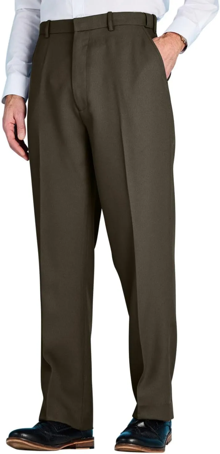 Men's Premium Smart Pants for Officework Stretch Waist Band - Pleated Formal Dress Slacks (Standard and Big & Tall)