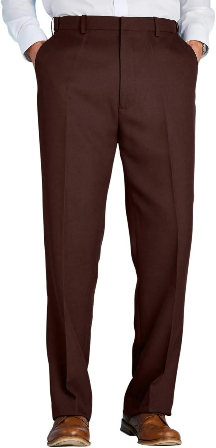 Men's Premium Smart Pants for Officework Stretch Waist Band - Pleated Formal Dress Slacks (Standard and Big & Tall)