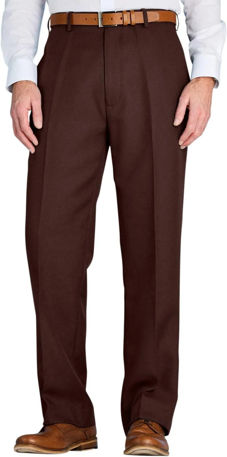 Men's Premium Smart Pants for Officework Stretch Waist Band - Pleated Formal Dress Slacks (Standard and Big & Tall)
