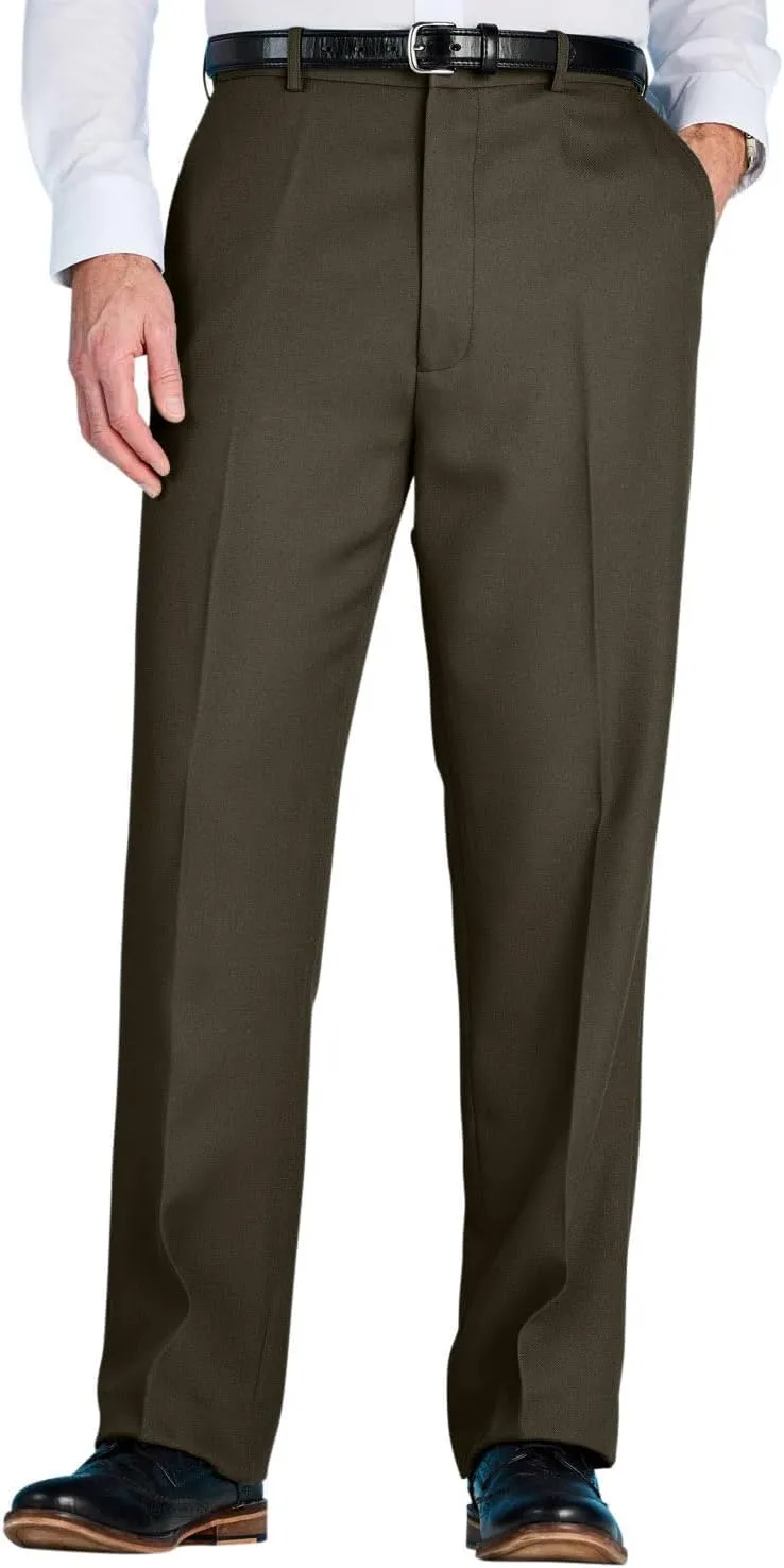 Men's Premium Smart Pants for Officework Stretch Waist Band - Pleated Formal Dress Slacks (Standard and Big & Tall)