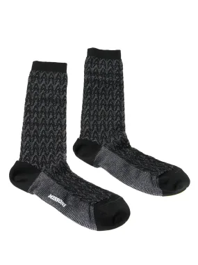 Missoni GM00CMD5227 0008 Gray/Black Chevron Calf Length Socks