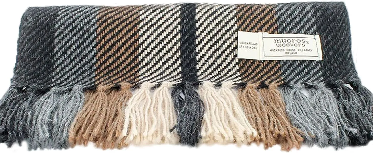 Mucros Weavers Mens Wool Scarf, Handwoven in Ireland, Traditional Fishermans Scarf