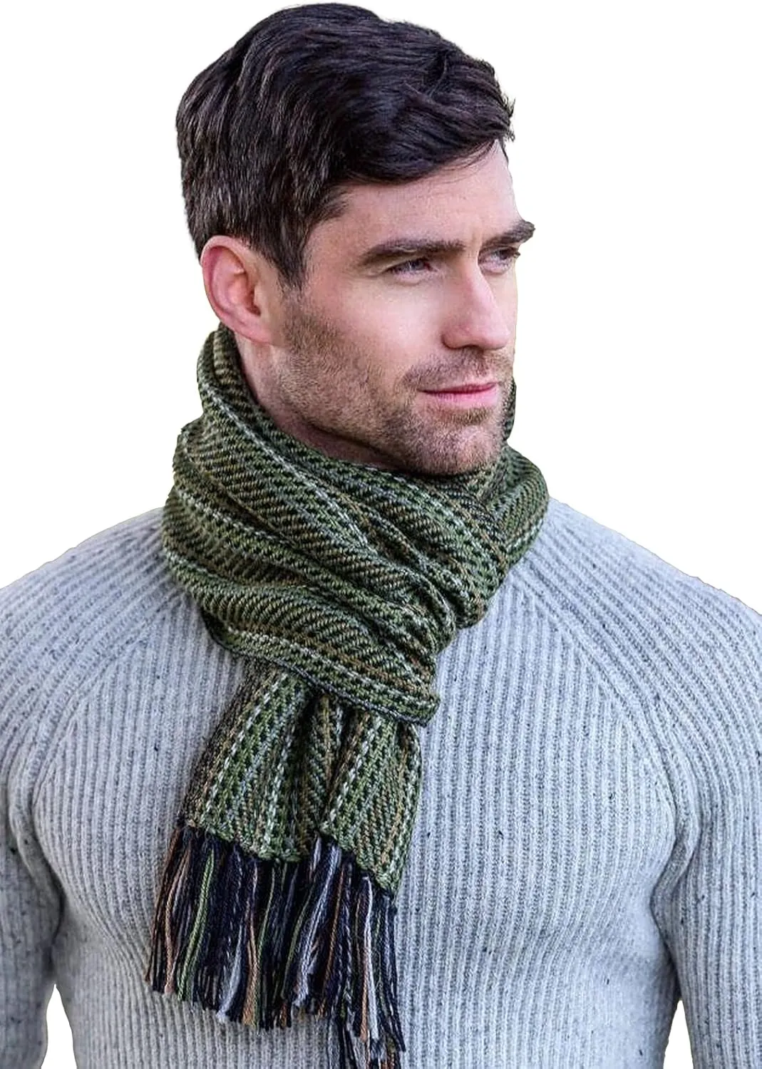 Mucros Weavers Mens Wool Scarf, Handwoven in Ireland, Traditional Fishermans Scarf