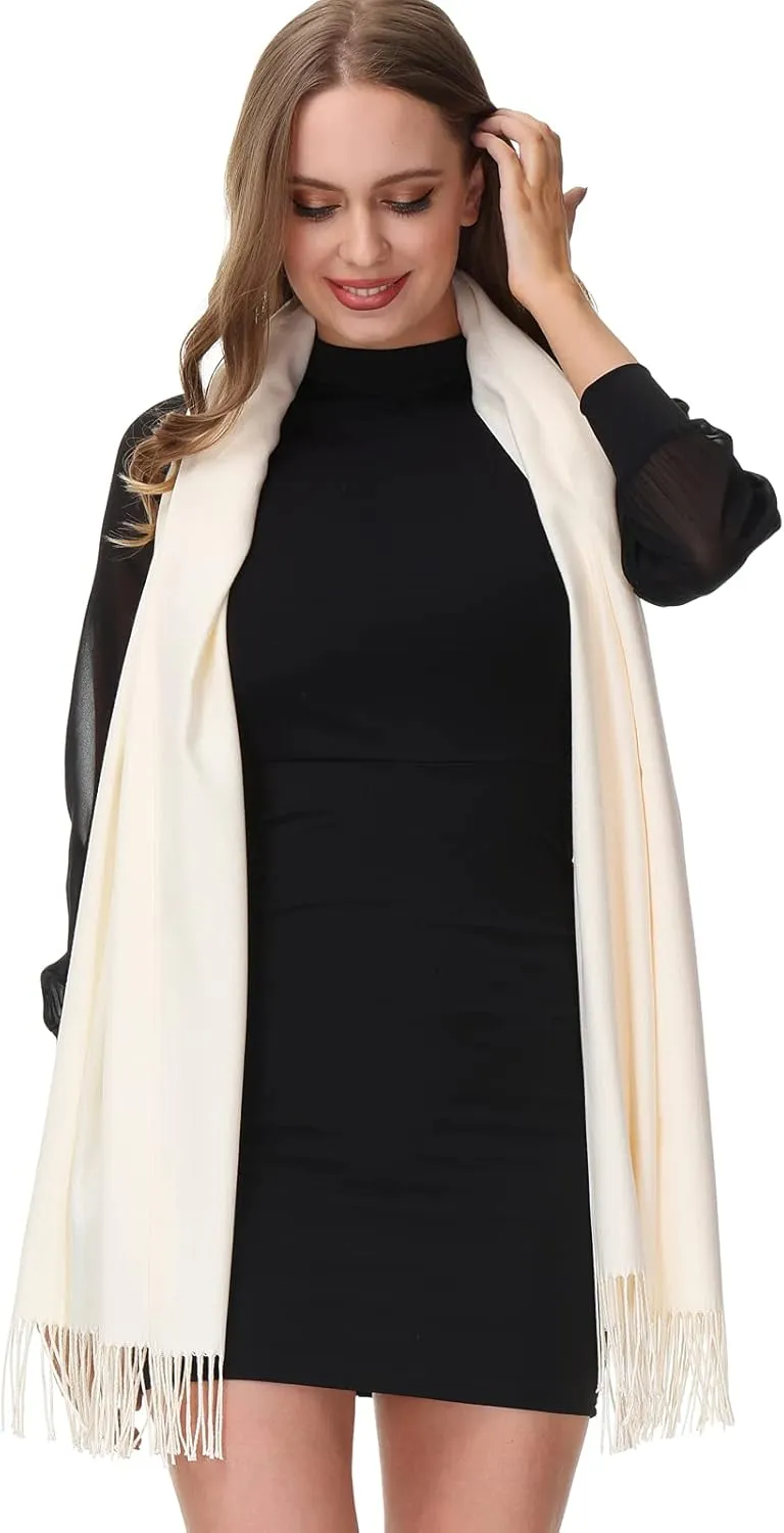 OHAYOMI Womens Pashmina Shawl Wrap Soft Warm Scarf Solid Color Pashmina