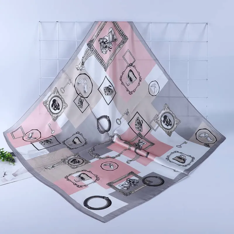 OL style silk square scarf mulberry silk - 65cm